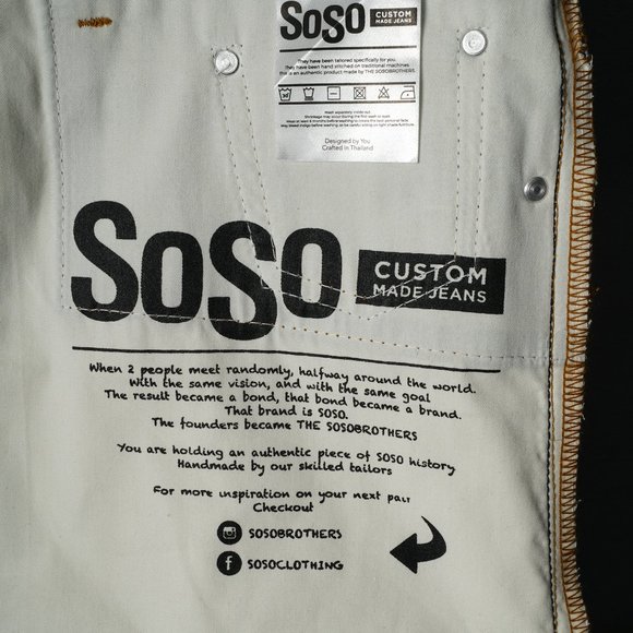 Soso Selvedge Men's Denim Jeans Pants with orange threads - Size 40 - Picture 10 of 10